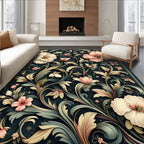 Vintage Floral Scrollwork Patterned Rug