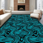 Turquoise Wavy Organic Pattern Rug
