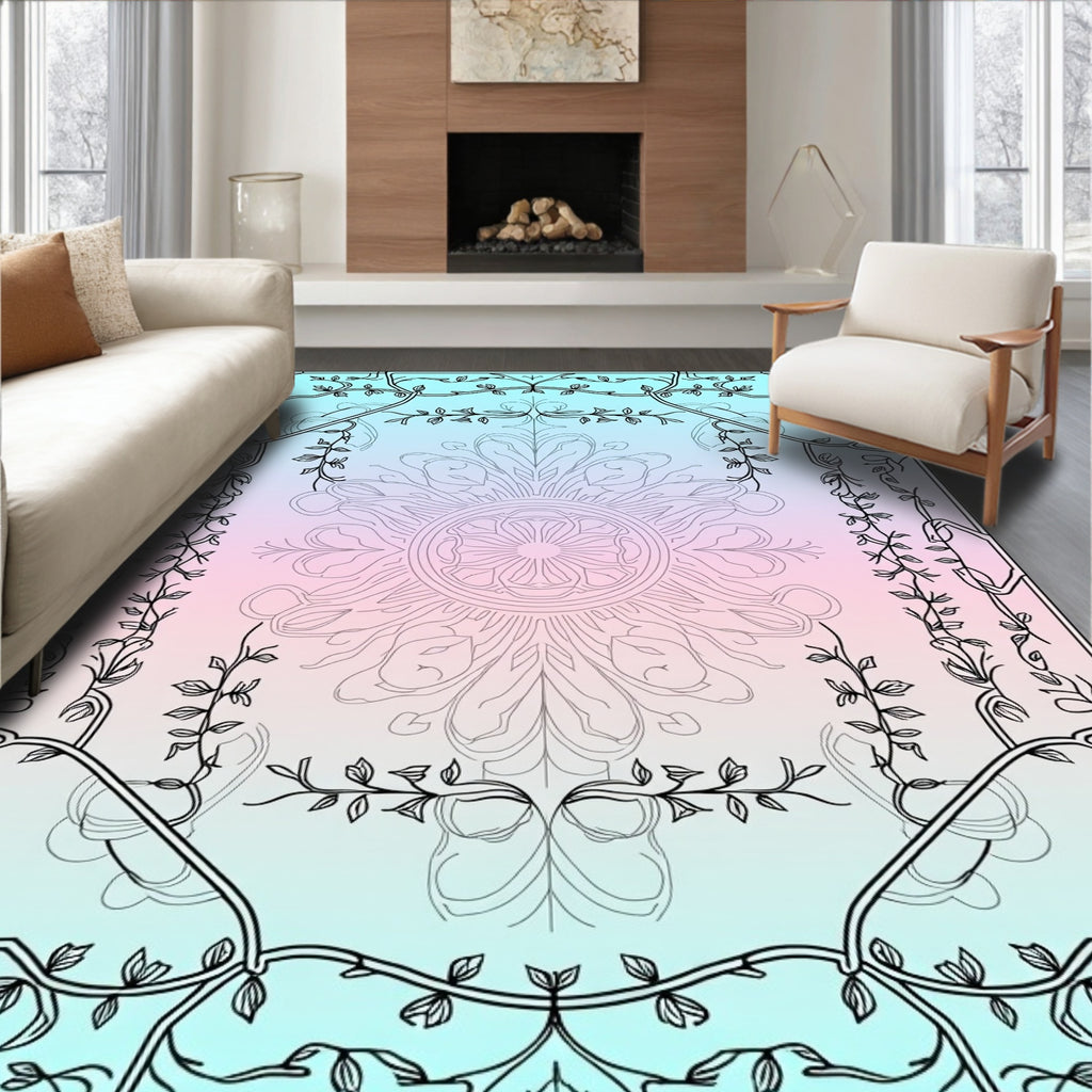 Art Nouveau Vine Mandala Pattern Rug