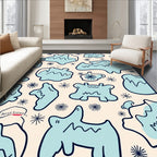 Whimsical Light Blue Abstract Shapes Rug