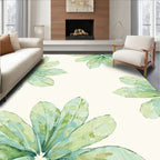 Serene Green Tropical Leaf Bloom Rug