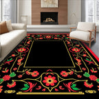 Bold Floral Vines And Red Accents Rug