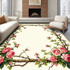 Classic Rose Vine Floral Pattern Rug