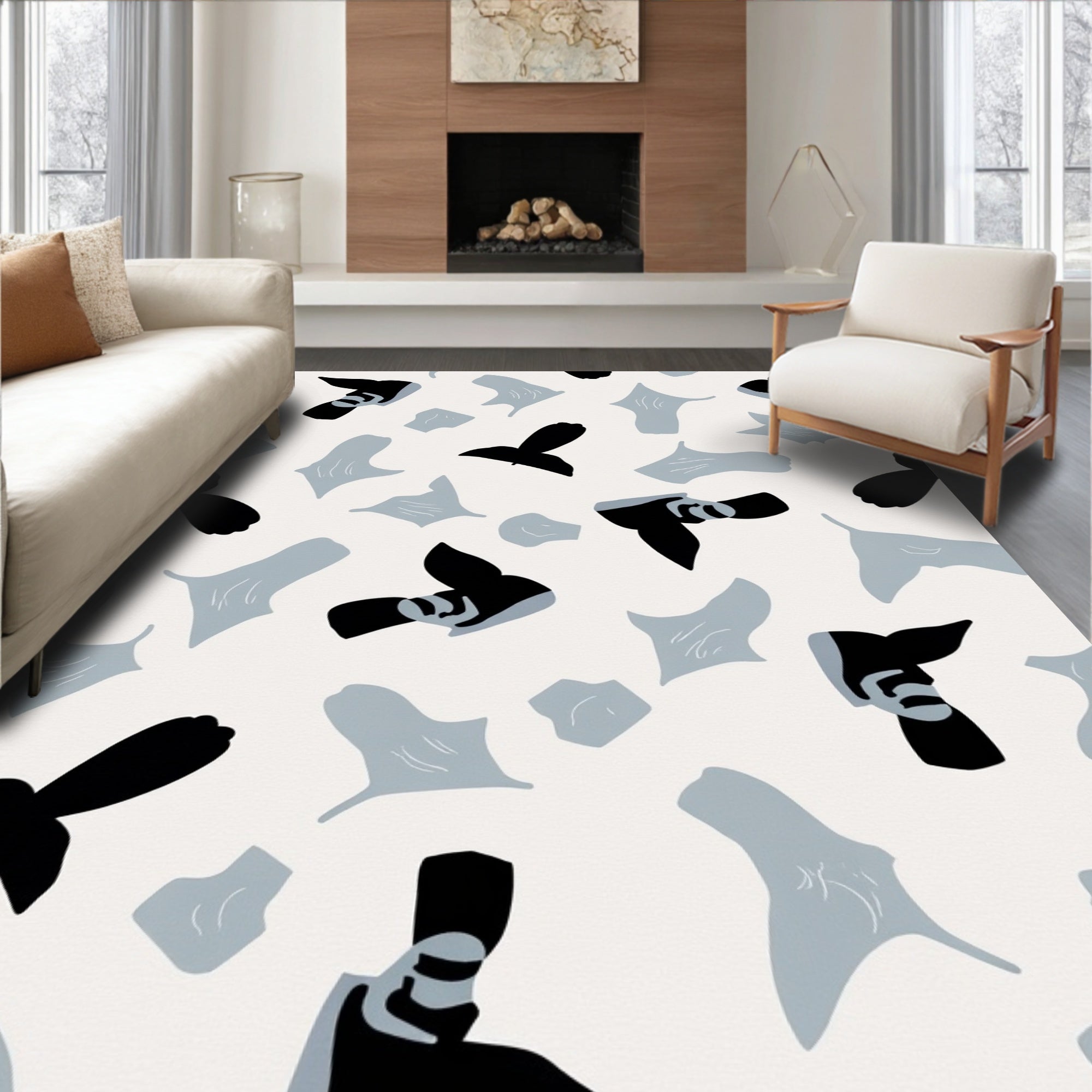 Abstract Silhouette Pattern Rug