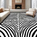 Bold Black White Zebra Stripe Rug