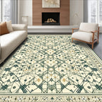 Detailed Geometric Patterned Cream Rug