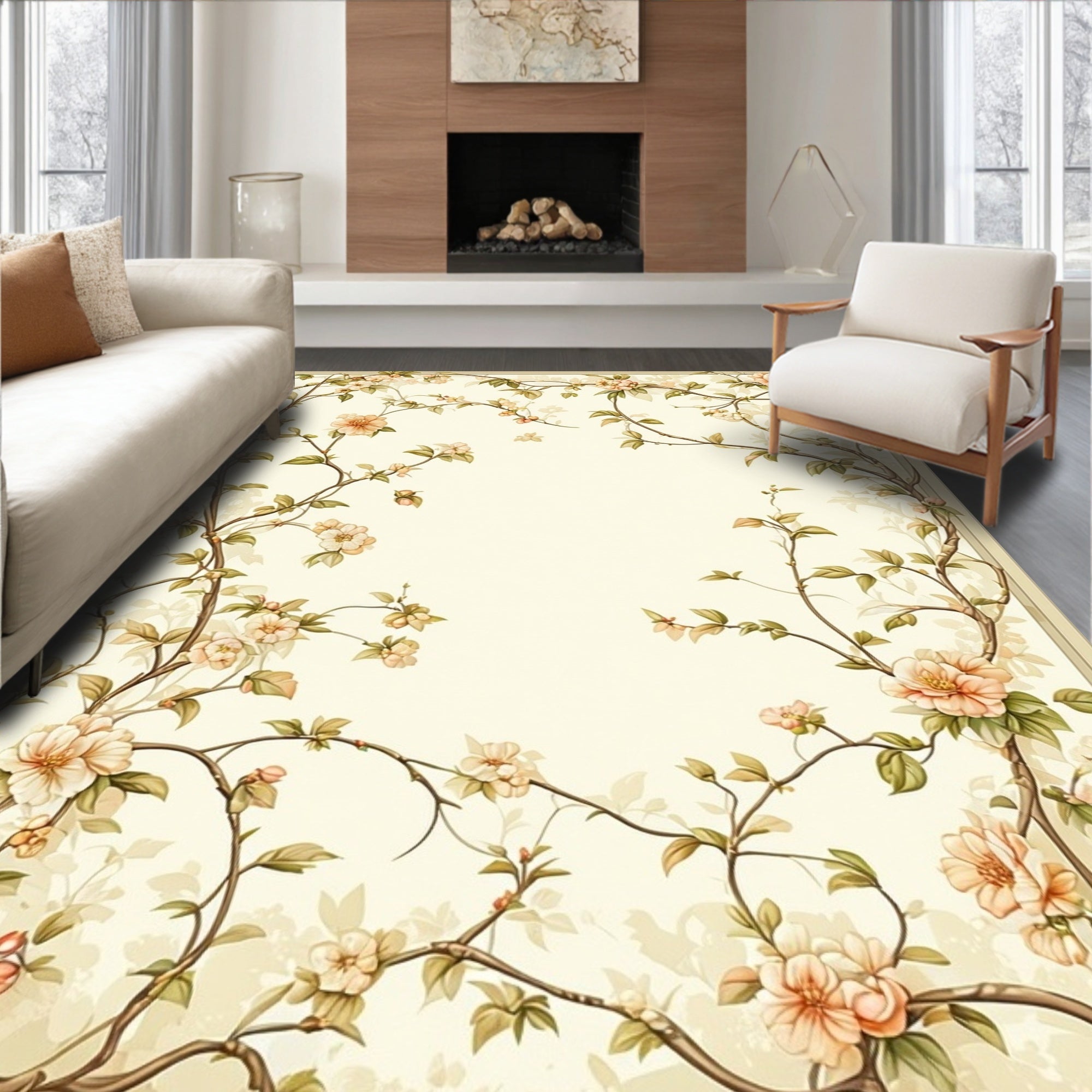 Elegant Floral Vine Art Rug