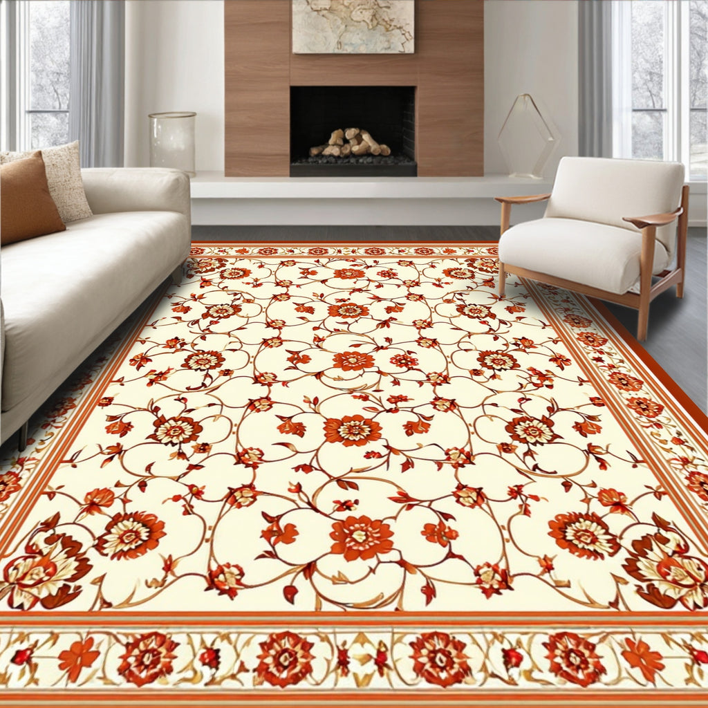 Ornate Floral Vine Pattern Rug