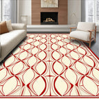 Red Oval Geometric Patterned Rug