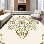 Elaborate Ornamental Golden Floral Medallion Design Rug