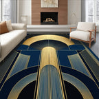 Elegant Gold Sunburst Geometric Design Rug