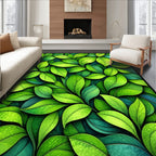Lush Green Leaf Garden Pattern Rug