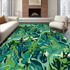 Abstract Leafy Swirls Pattern Rug