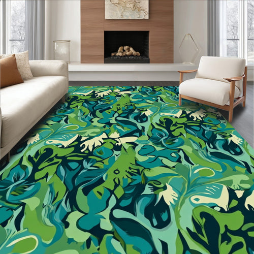 Abstract Leafy Swirls Pattern Rug