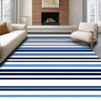 Classic Blue Stripe Pattern Rug