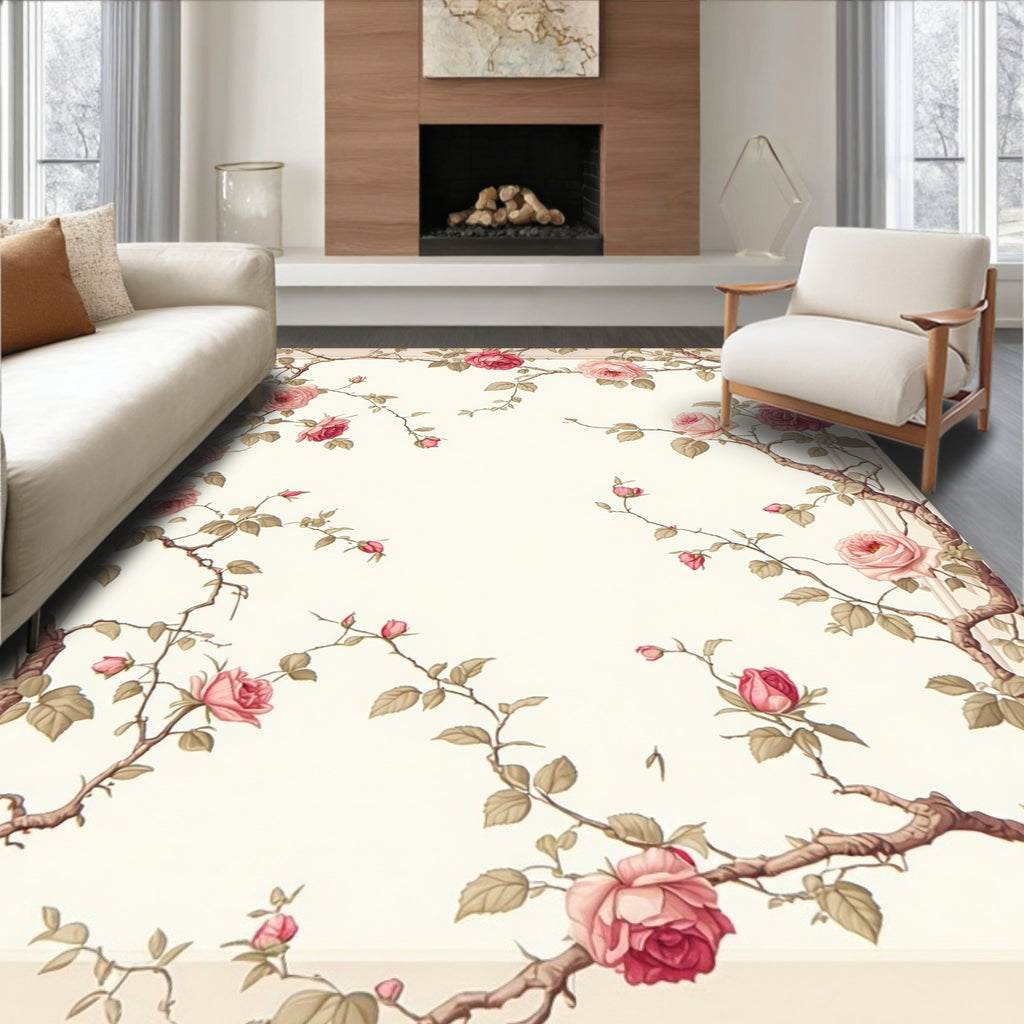 Vintage Rose Vine Pattern Rug