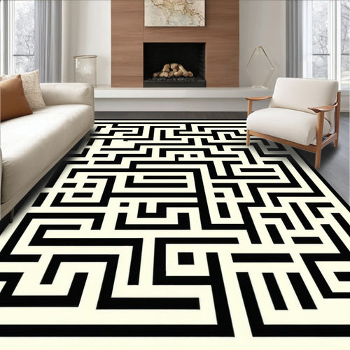 Abstract Geometric Maze Pattern Rug