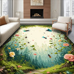 Enchanted Forest Insects Flowers Rug