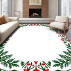 Crimson Green Bordered Floral Frame Rug