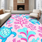 Sea Turtle Coral Pattern Rug