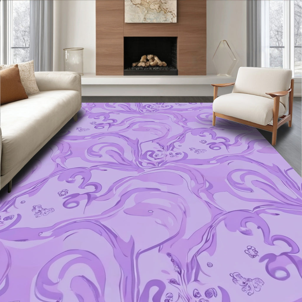Lavender Swirl Butterfly Pattern Rug