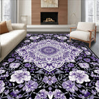 Purple Mandala Floral Pattern Rug