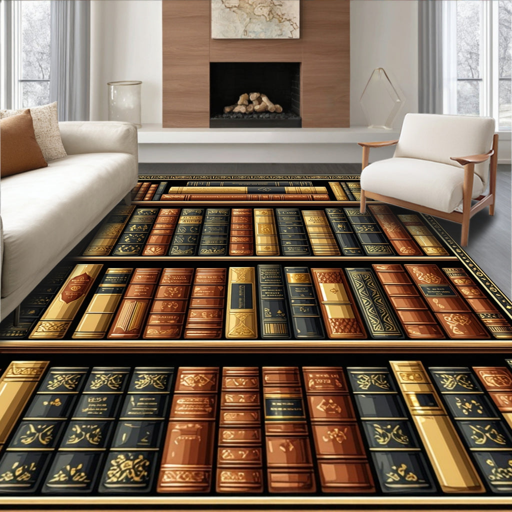 Ornate Antique Book Motif Rug