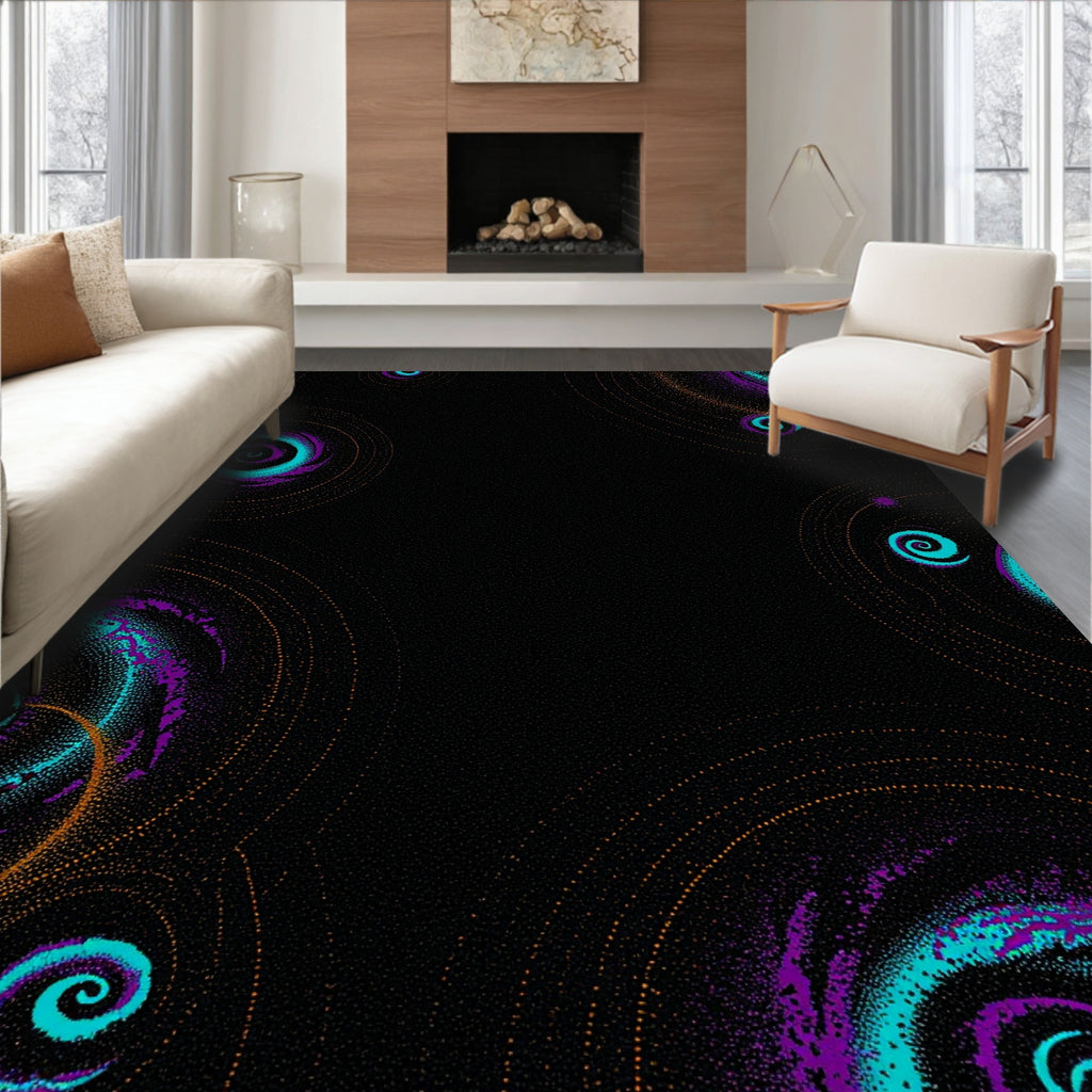 Cosmic Swirl Teal Purple Orange Rug