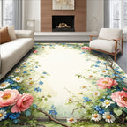 Whimsical Floral Vines Blossoms Rug