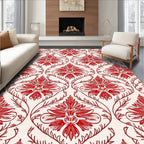 Elegant Red Floral Damask Pattern Rug