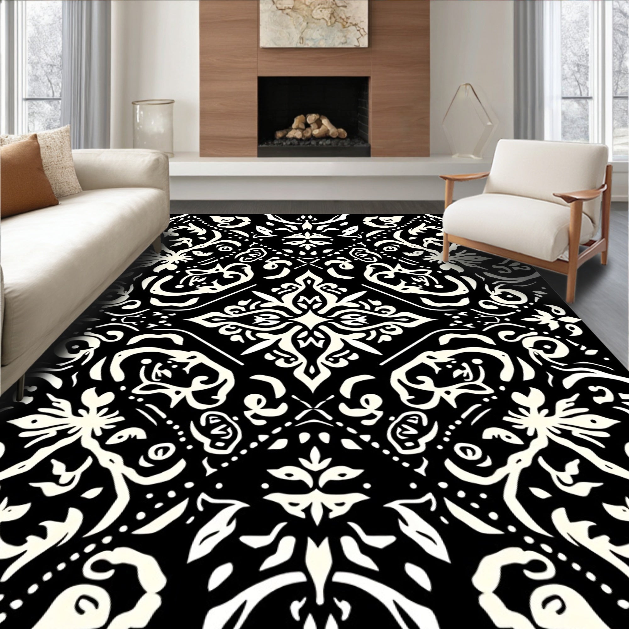 Ornate Swirl Baroque Pattern Rug