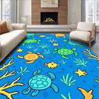 Playful Sea Creature Turtle Design Rug