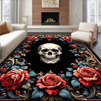 Gothic Skull Rose Frame Design Rug