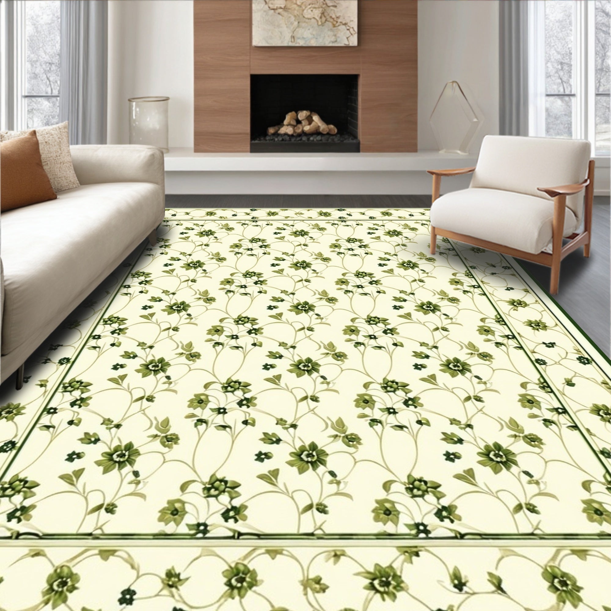 Delicate Floral Vine Pattern Runner Rug