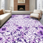 Elegant Violet Floral Lattice Pattern Rug