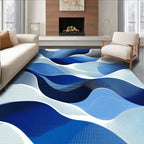 Blue Wave Pattern Abstract Design Rug