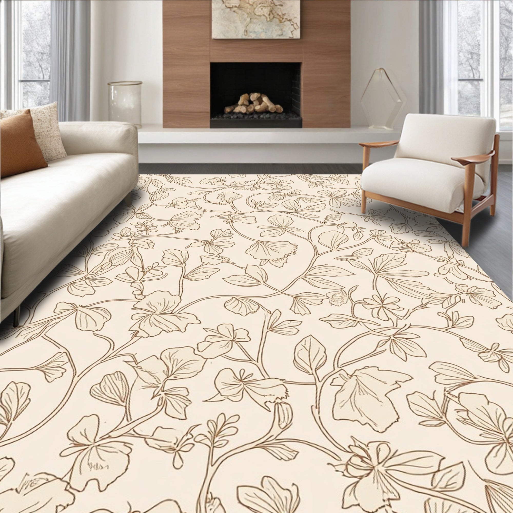 Vintage Botanical Vine Pattern Rug