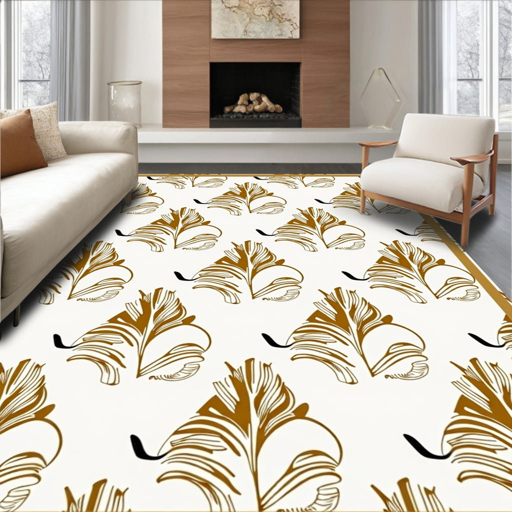 Elegant Abstract Leaf Pattern Rug
