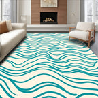 Abstract Teal Wave Pattern Rug