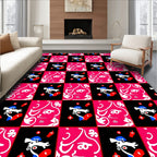 Bold Pink Black Checkerboard Face Rug