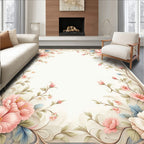 Pastel Floral Border Design Rug