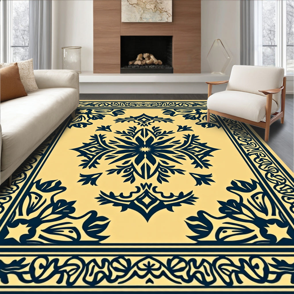 Classic Floral Leaf Border Design Rug