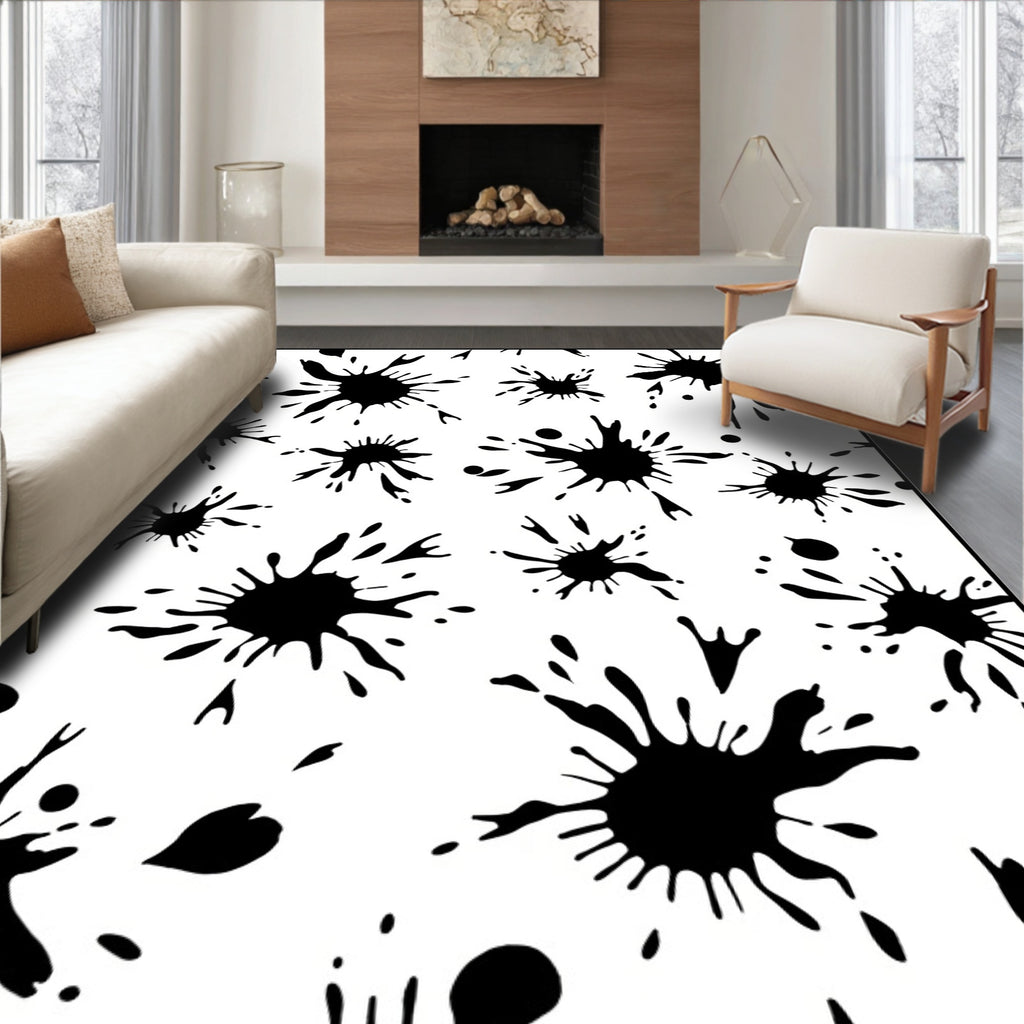 Black Splatter Pattern Design Rug