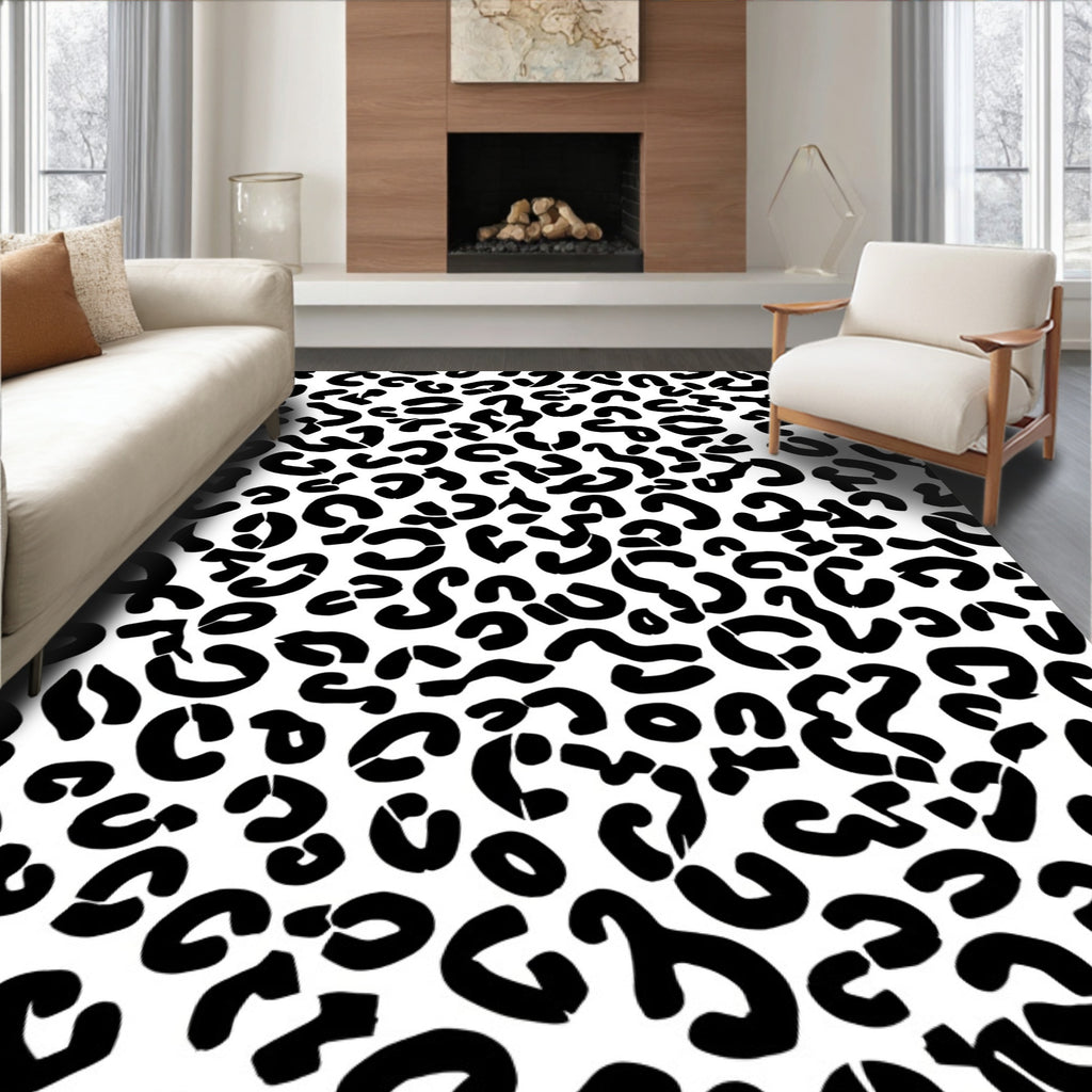 Black White Animal Print Rug