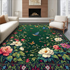 Enchanted Garden Bird Butterfly Design Rug