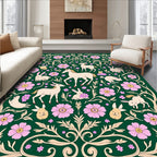 Mythical Creatures And Floral Whimsy Rug