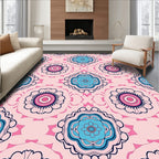 Pink Teal Floral Medallion Pattern Rug