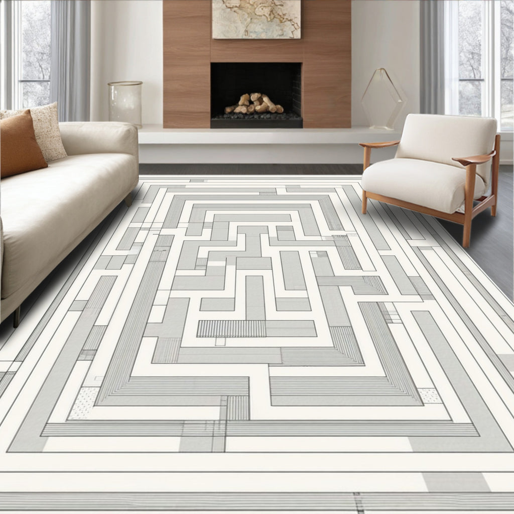Geometric Maze Pattern Rug
