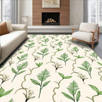 Whimsical Green Foliage Vine Pattern Rug