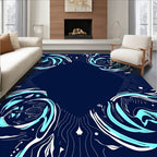 Deep Blue Aqua Swirl Bloom Rug